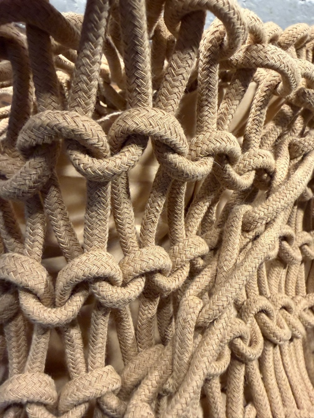 Woven Macramé Tote Bag in Tan - Picture 8 of 11